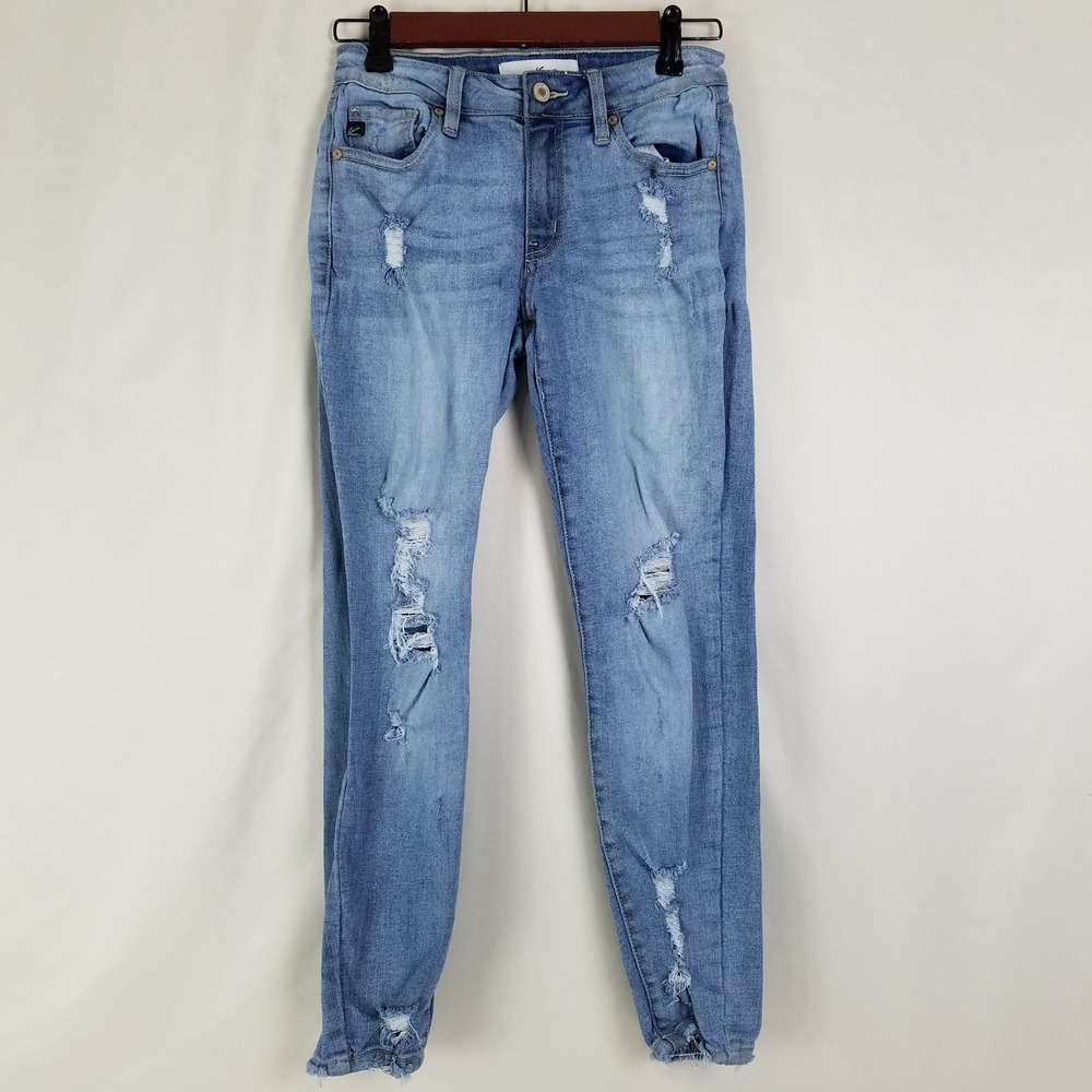 KanCan Women Distressed Skinny Jeans Medium Wash Blue Ripped Frayed KC8373M 3/25